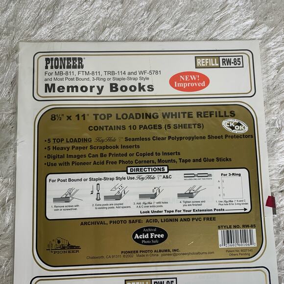 Pioneer Brand 8.5 x 11" Scrapbook refill RW-85 New - Picture 2 of 4